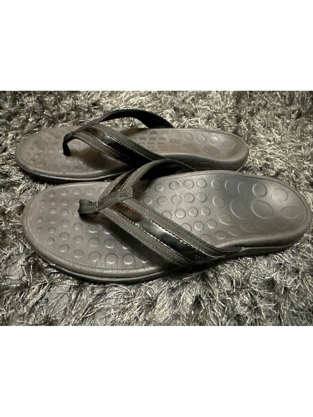Orthaheel Women’s 7.5 Patent black Flip Flops Arch Support